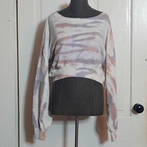 Aeropostale Pastel Sunset Colors Tie Dye Dropped Shoulder Crop Sweatshirt EUC XL
